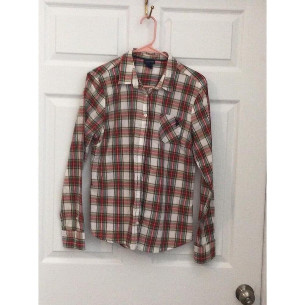 U.S. Polo Assn. Women Checkered Long Sleeve Button-Down Shirt M